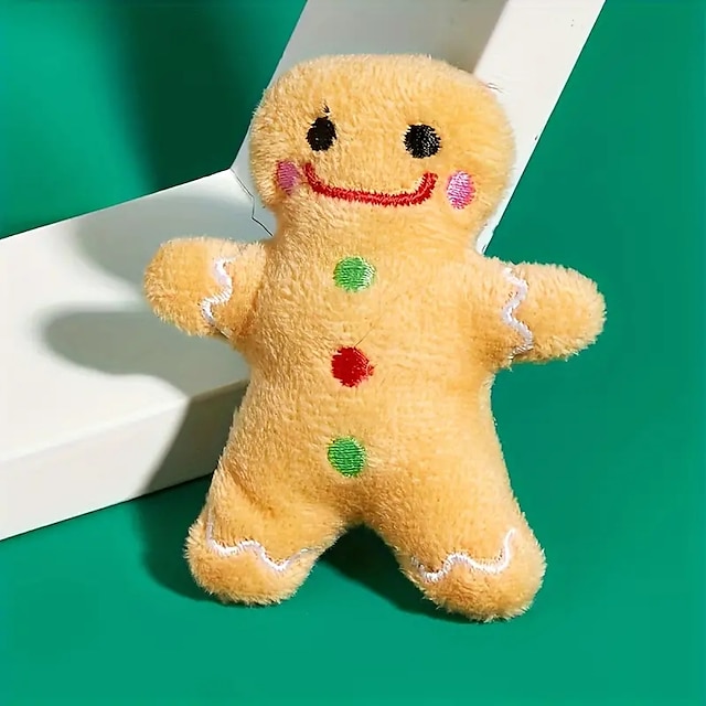  1pc natal gingerbread homem design animal de estimação brinquedo de pelúcia mastigar cattoy para gato fornecimento interativo