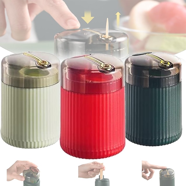  Automatic Toothpick Dispenser, Portable Creative Pop Up Toothpick Dispenser, New Toothpick Holder Dispenser Toothpick Container Storage Box