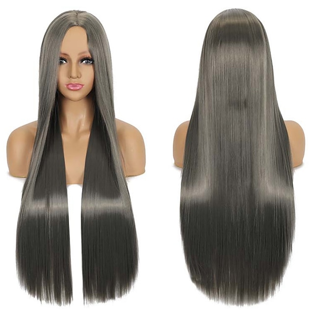  Perruque Synthétique Droite Partie Centrale Perruque Faite à la Machine Longue A1 A2 A3 A4 A5 Cheveux Synthétiques Femmes Cosplay Douce Fête Blonde Rose Rouge Perruques Halloween