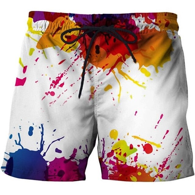 Men's Graffiti Swim Trunks Swim Shorts Board Shorts Mid Waist Hawaiian Casual Holiday Beach Drawstring with Mesh lining Elastic Waist Designer Clothing Apparel3