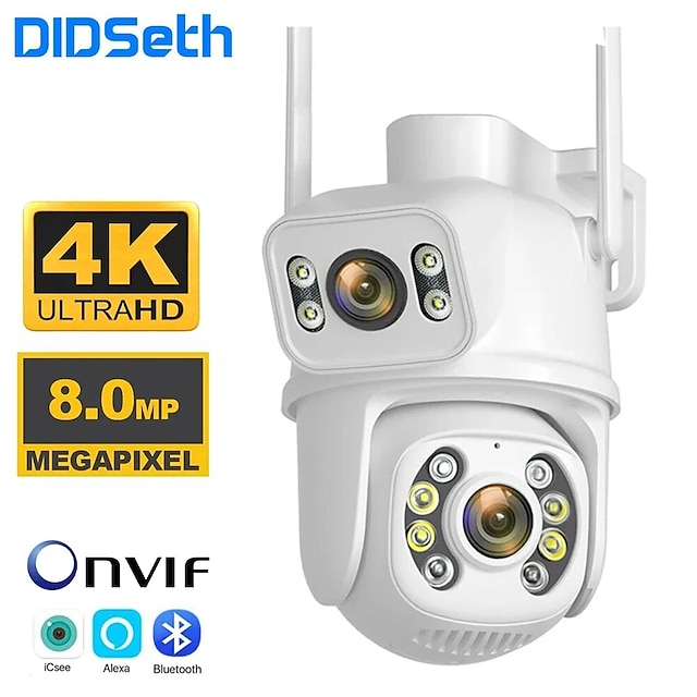  didseth 8mp 4k wifi ptz-kamera dubbellins videoövervakningsskydd ai mänsklig monitor nattseende utomhussäkerhet cctv-kamera