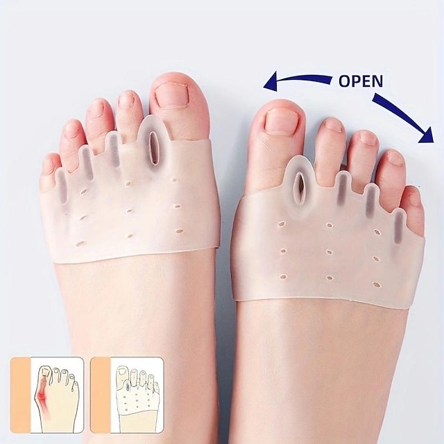  1 пара корректоров вальгусной деформации, разделители пальцев, прокладки для пальцев, устройство для разделения пальцев, подушечка для пяти пальцев в передней части стопы, силиконовая обувь для носки для женщин