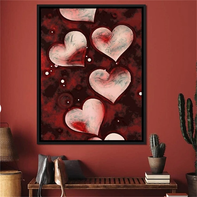  Toile d'art mural de la Saint-Valentin, imprimés et affiches rétro en forme de cœur d'amour, peinture décorative en tissu pour salon, images sans cadre
