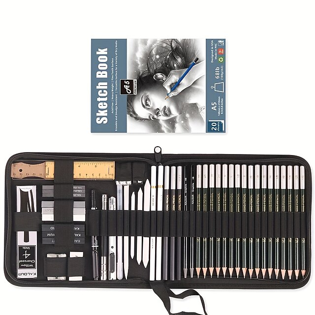 KALOUR 54Pack Sketch Drawing Pencils Kit With SketchbookInclude