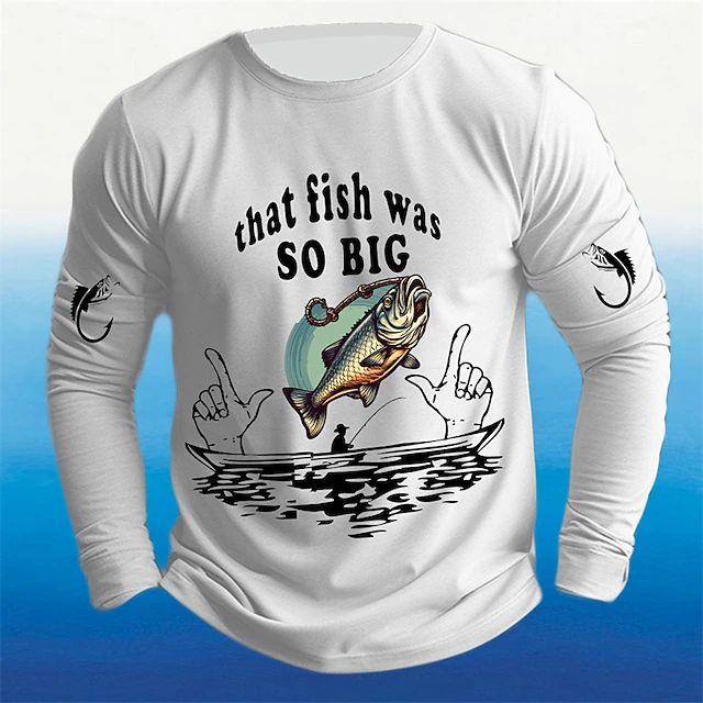 Men's Long Sleeve Fishing T-Shirt - "That Fish Was So Big" Graphic Tee 9