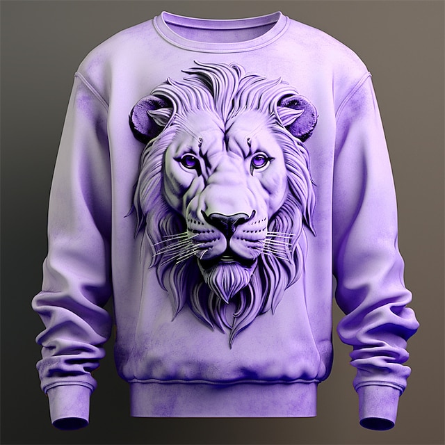 Herren Graphic Löwe Sweatshirts Pullover Sweatshirt Langarm Sweatshirt Rundhalsausschnitt Modisch Täglich Brautkleider schlicht 3D-Druck Urlaub Festtage Ausgehen Bedruckt Frühling & Herbst