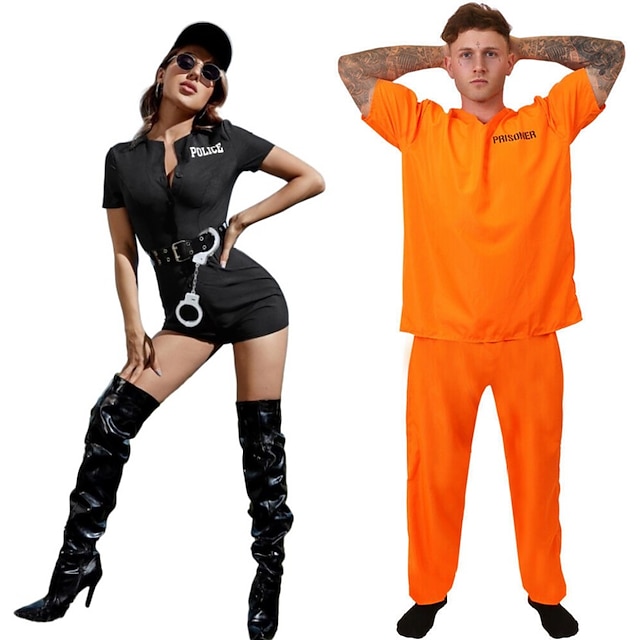 Rab Karrier Jelmez Rendőrnő Halloween Szerepjáték Jelmezek Felszerelések Halloween csoportos párok jelmezei Felszerelések Szerepjáték Felnőttek Férfi Női Mindszentek napja Álarcos mulatság Parti