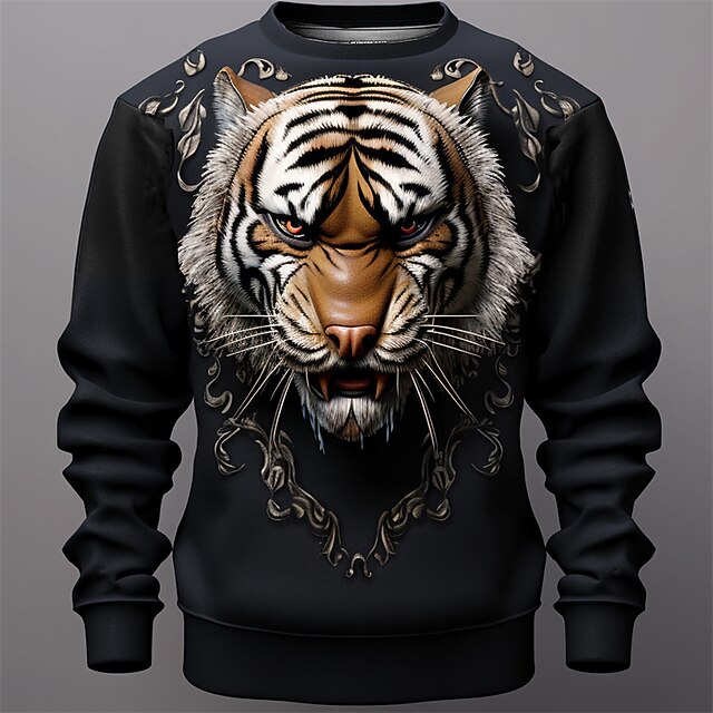 Men's Graphic Tiger Sweatshirts Golf Pullover Sweatshirt Long Sleeve Sweatshirt Crew Neck Fashion Daily Casual 3D Print Vacation Holiday Going out Print Spring &  Fall4