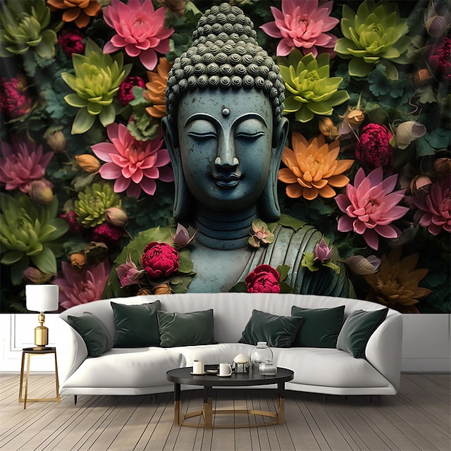  Bouddha floral suspendu tapisserie mur art grande tapisserie décor mural photographie toile de fond couverture rideau maison chambre salon décoration