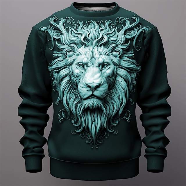  Pánské Grafika Lev Mikiny Svetrová mikina Dlouhý rukáv Mikina Tričkový Módní Denní Na běžné nošení 3D tisk Dovolená Jdeme ven Streetwear Tisk Jaro & podzim