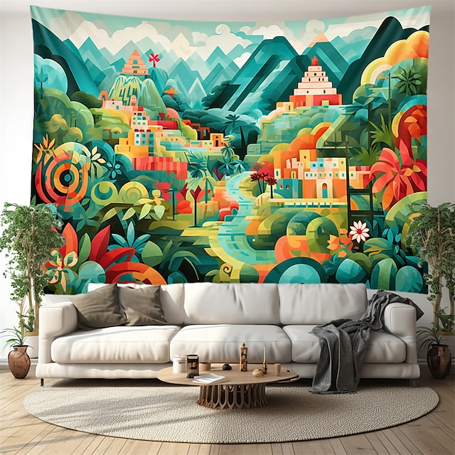  quilting art maisons suspendus tapisserie mur art grande tapisserie décor mural photographie toile de fond couverture rideau maison chambre salon décoration