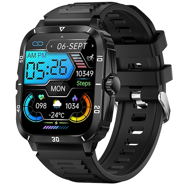  iMosi KT71 Slimme horloge 1.96 inch(es) Smart horloge Bluetooth Stappenteller Gespreksherinnering Activiteitentracker Compatibel met: Android iOS Heren Handsfree bellen Waterbestendig Mediabediening