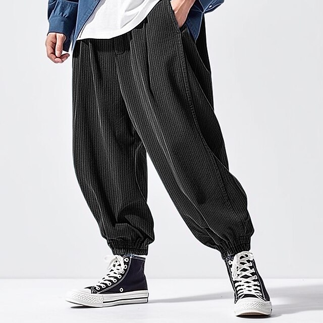 Men's Dress Pants Corduroy Pants Trousers Suit Pants Front Pocket Elastic Cuff Plain Comfort Business Daily Holiday Fashion Chic & Modern Black Brown3