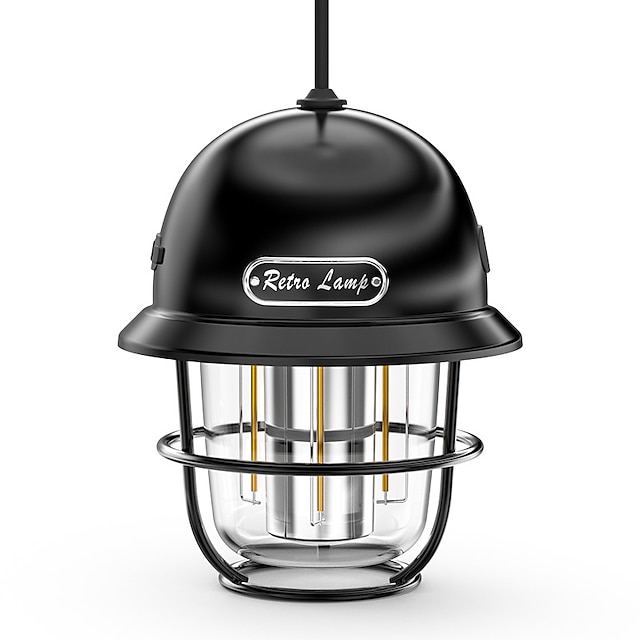  מנורת קמפינג רטרו חיצונית מסוג C נטענת נברשת ניידת ניתנת לעמעום במגוון צבעים אור חם