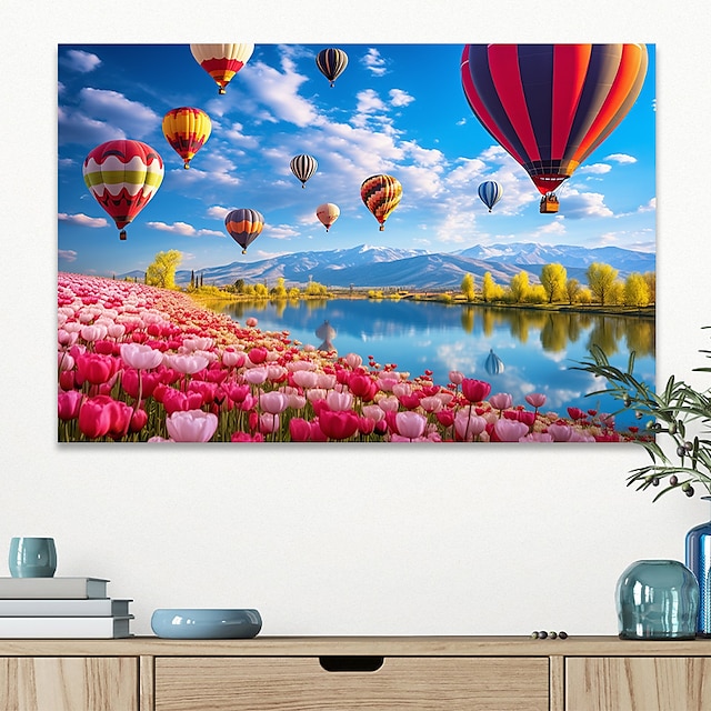  Paesaggio parete arte tela mongolfiera nel cielo stampe e poster immagini pittura decorativa su tessuto per soggiorno immagini senza cornice