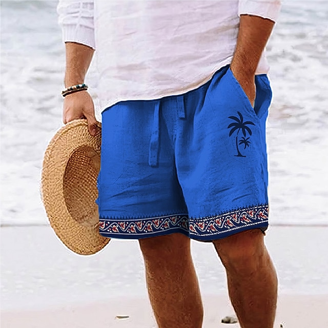  Men's Graphic Coconut Tree Geometry Shorts Summer Shorts Beach Shorts Mid Waist Streetwear Hawaiian Designer Casual Daily Holiday Drawstring Elastic Waist 3D Print Designer Clothing Apparel