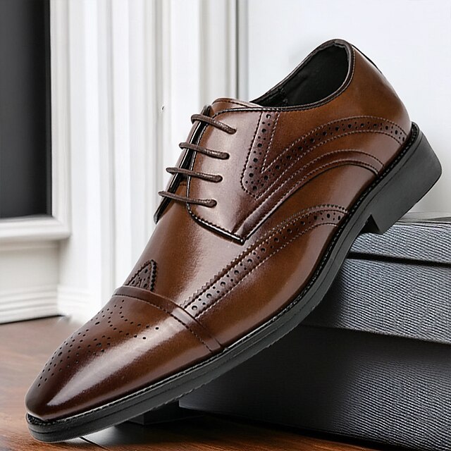 Men's Oxfords Formal Shoes Dress Shoes Walking Casual Daily Leather Comfortable Booties / Ankle