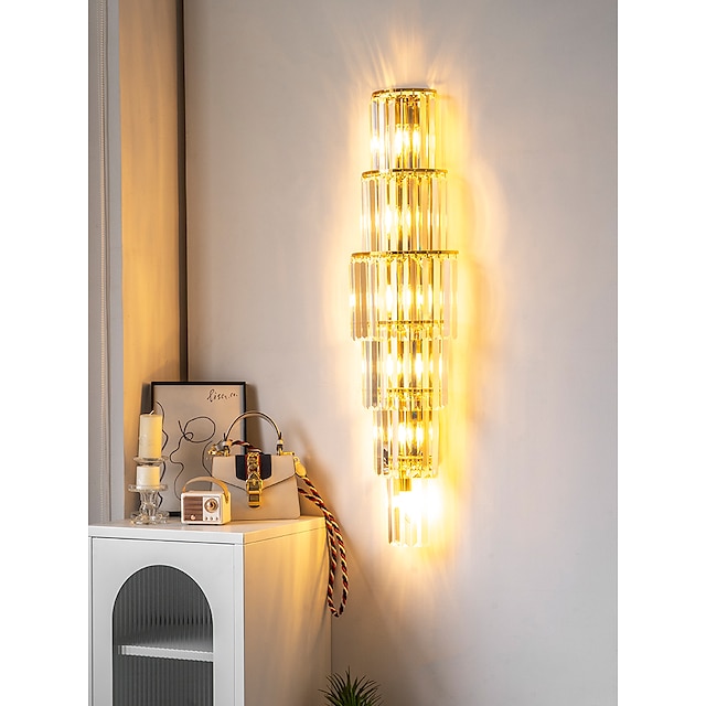  moderne kristallen wandkandelaars voor binnen 100 cm wandlamp voor woonkamer, slaapkamer, eethoek, lobby, hotel, café & huisdecoratie