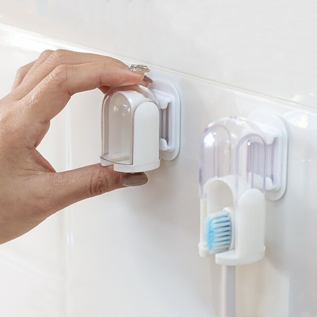 Toothbrush Holder Wall Mounted Dust Covered Bathroom Toothbrush Storage
