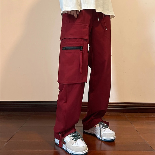  Bărbați Pantaloni Cargo Tehnicwear Buzunar Cordon Talie elastică Simplu Confort Respirabil Casual Zilnic Concediu Sport Modă Negru Roșu Vin