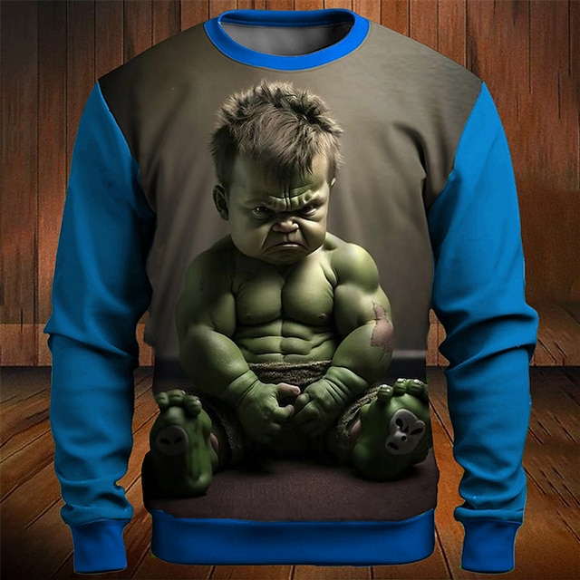  Herren Grafik Cartoon Farbblock Sweatshirts Golf-Pullover Langarm Sweatshirt Rundhalsausschnitt Mode Täglich Lässig 3D-Druck Urlaub Ferien Ausgehen Druck Frühling & Herbst