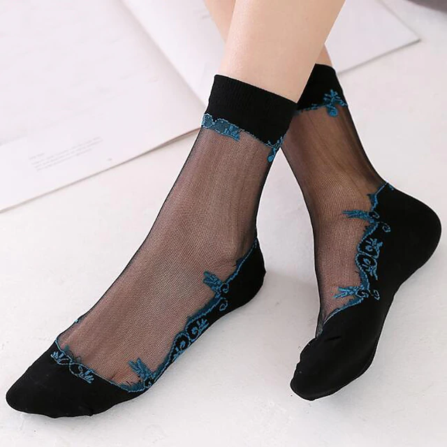 Women's Crew Socks Wedding Work Daily Flower Sexy Lolita 1 Pair 6