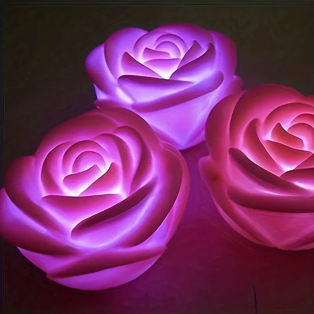 LED Rose Night Light Holiday Party Light Rose Valentine's Day Wedding ...