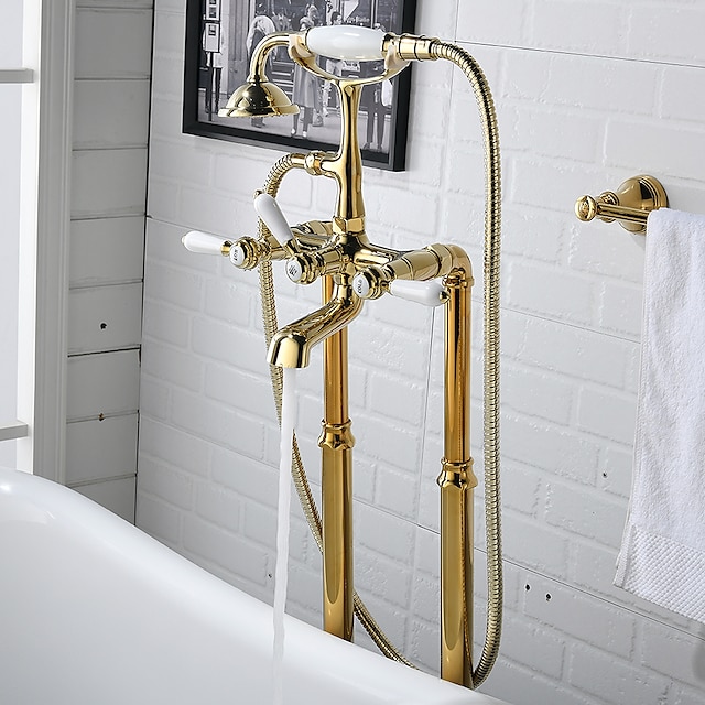  浴槽用水栓 - レトリ／ヴィンテージ 電気メッキ 站立式 セラミックバルブ Bath Shower Mixer Taps