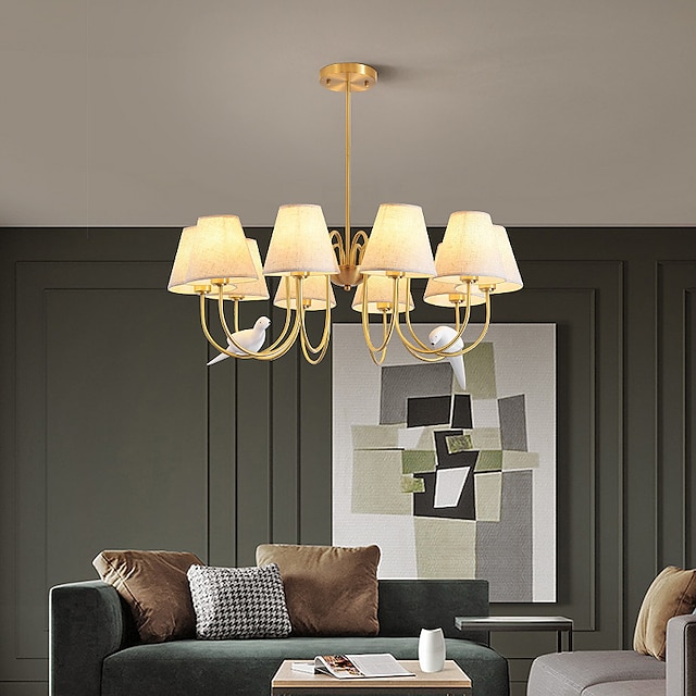  lampadario sputnik vintage in ottone dorato a 6/8/10 luci paralume unico in tessuto svasato durante la luce lampada da soffitto a collo di cigno in metallo unica per soggiorno corridoio-rame