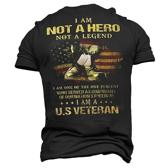  Herr Soldier Landsflagga T-shirt T-tröja Bomull Kortärmad Grafisk Skjorta Svart Armégrön Mörkblå Bekväm t-shirt Utomhussport Helgdag Modedesignerkläder