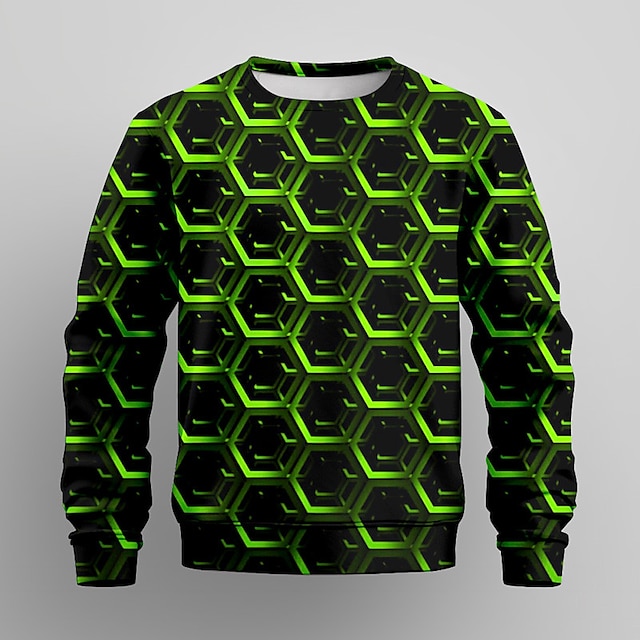  Drenge 3D Geometrisk Sweatshirt Pullover Langærmet 3D-udskrivning Forår Efterår Mode Gade Sej Polyester Børn 3-12 år Rund hals udendørs Afslappet Daglig Regulær
