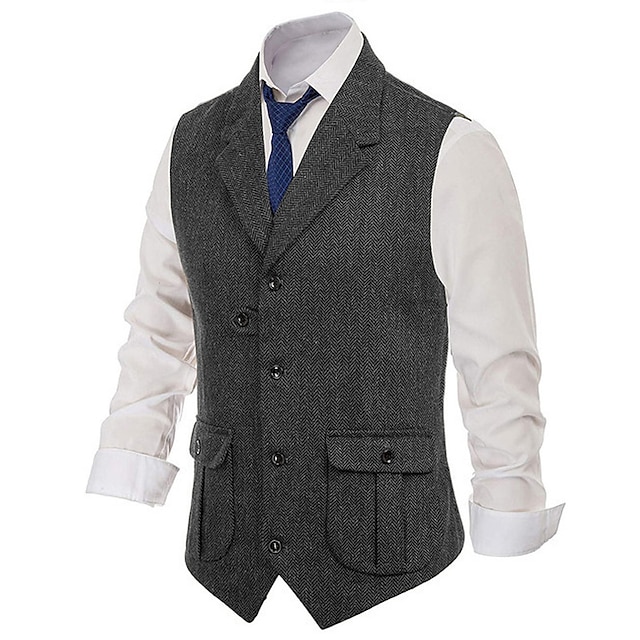 Men's Vest Waistcoat Daily Wear Vacation Going out Retro Vintage Spring ...