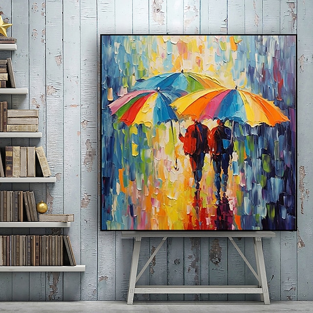  Rainy day Contemporary Handpainted Rainy Landscape oil painting Beautiful rainy painting Modern art  Abstract Thick Knife art For Home Wall Decor No Frame