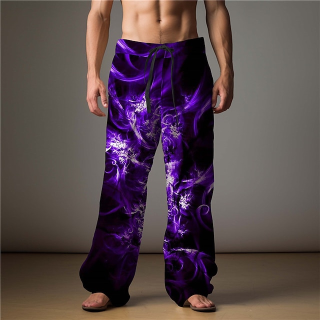  Flamme Abstrait Homme Impression 3D Pantalon Extérieur Usage quotidien Vêtement de rue Polyester Bleu Clair Jaune Rouge S M L Taille médiale Élasticité Pantalon
