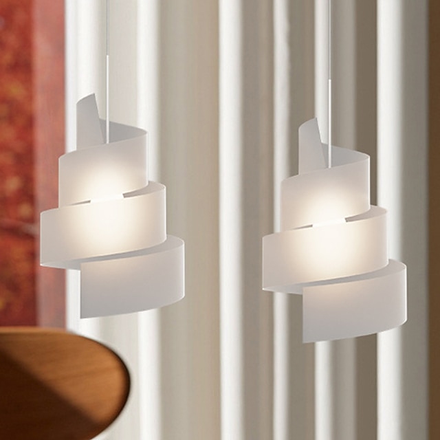  lustre simples nórdico, fonte de luz LED, luminária suspensa de três cores, luminárias em forma de espiral branca, abajur de acrílico de ferro, para sala de estar