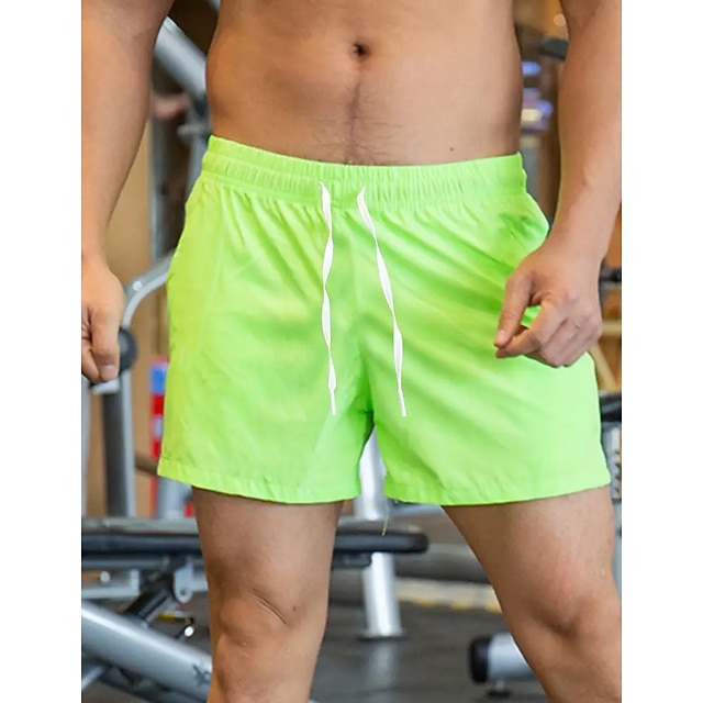  Men's Athletic Shorts Running Shorts Gym Shorts Sports Going out Weekend Breathable Quick Dry Running Casual Pocket Drawstring Elastic Waist Plain Knee Length Gymnatics Activewear Black White