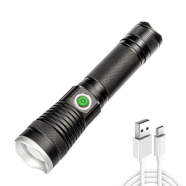  P50 Strong Light Long-range Flashlight Type-C Smart Fast Charging Telescopic Zoom Flashlight
