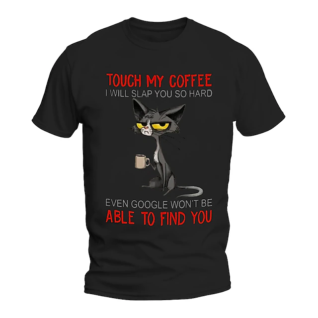Men's Funny Grumpy Cat Coffee T-Shirt - Don't Touch My Coffee Humor Graphic Tee 11