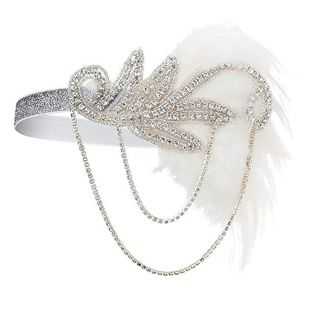  Head Jewelry Flapper Headband Feathers Headband Retro Vintage 1920s Alloy For The Great Gatsby Cosplay Carnival Women's Costume Jewelry Fashion Jewelry