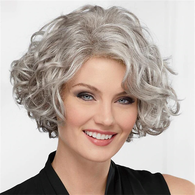 Synthetic Wig Curly Asymmetrical Machine Made Wig Short A1 A2 Synthetic ...