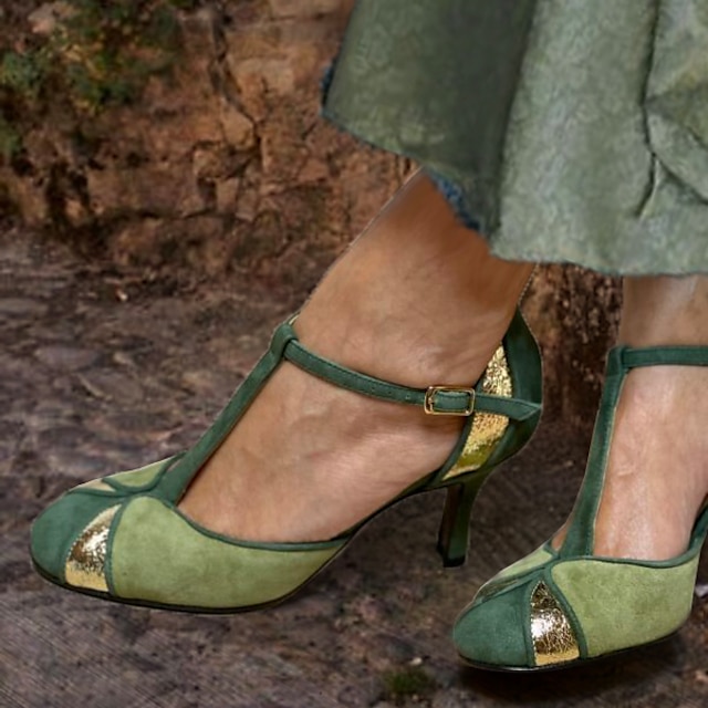  Pentru femei Tocuri Pantofi pumps Sandale Mary Jane Mărime Plus Size Petrecere În aer liber Ziua Îndrăgostiților Bloc Culoare Funde Toc Stilat Vârf rotund Elegant Epocă Modă Plimbare Piele de