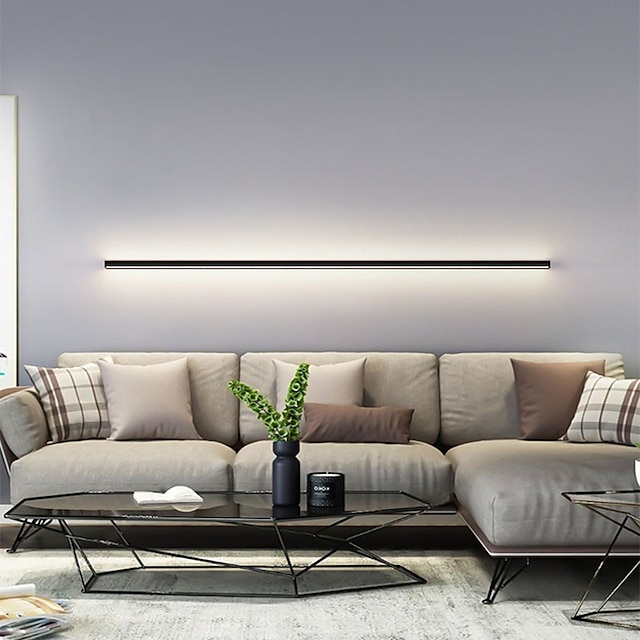  sort lang led væglampe moderne enkelhed væglampe til hjørne, indendørs aluminium væglamper dekorationsarmatur til soveværelse, entré, stue