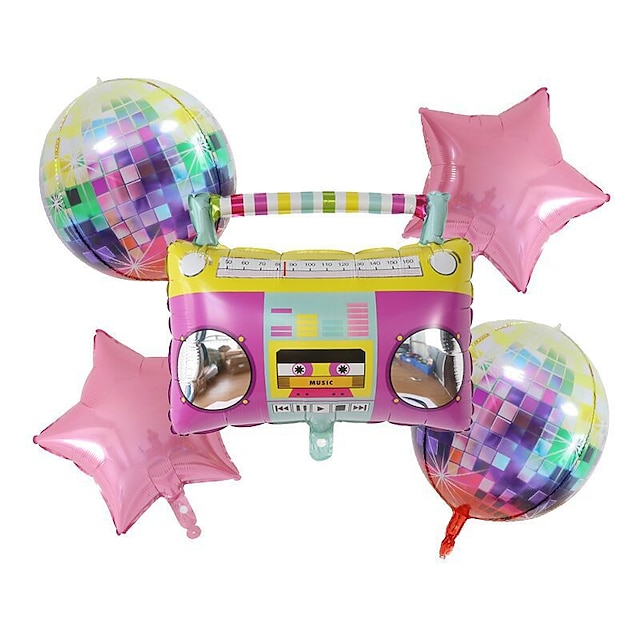  70s radio pět dílný set balónek disco dětská narozeninová dekorace hliníková fólie bruslařské boty balónek