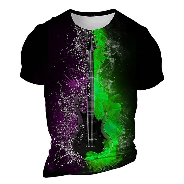 Music Festival Men's Graphic Hellfire Flames Flame Fire T Shirt Short Sleeve T shirt 3D Print Crew Neck Shirt Daily Designer Casual Sports Outdoor Holiday Going out Yellow Orange Green Spring & Summer4