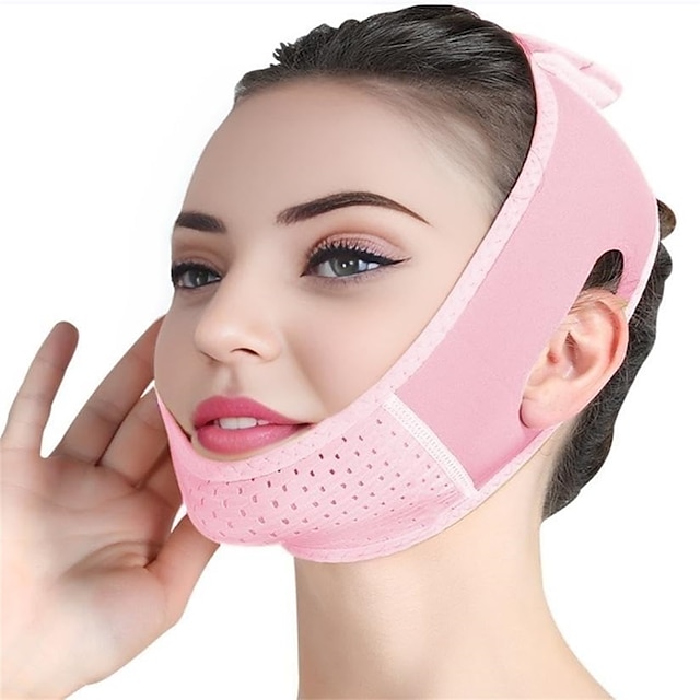 Double Chin Eliminator - V Line Lifting Mask with Chin Strap for Double Chin for Women -Face Lift, Prevent Sagging, V Shaped Slimmer - Innovative Lifting Tech (Pink)