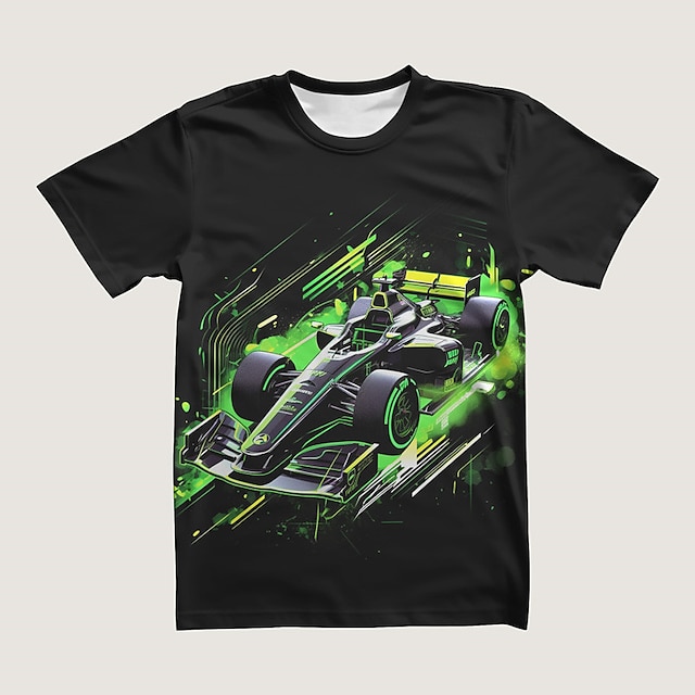  Boys 3D Car Motorcycle Tee Shirt Short Sleeve 3D Print Summer Active Sports Fashion Polyester Kids 3-12 Years Crew Neck Outdoor Casual Daily Regular Fit