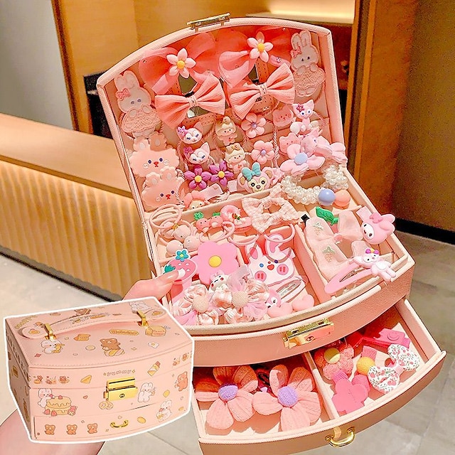 Корейская версия детских розовых аксессуаров для волос, подарочная коробка, набор принцессы для девочек, открытка для волос, головные уборы для девочек, детские украшения на день рождения