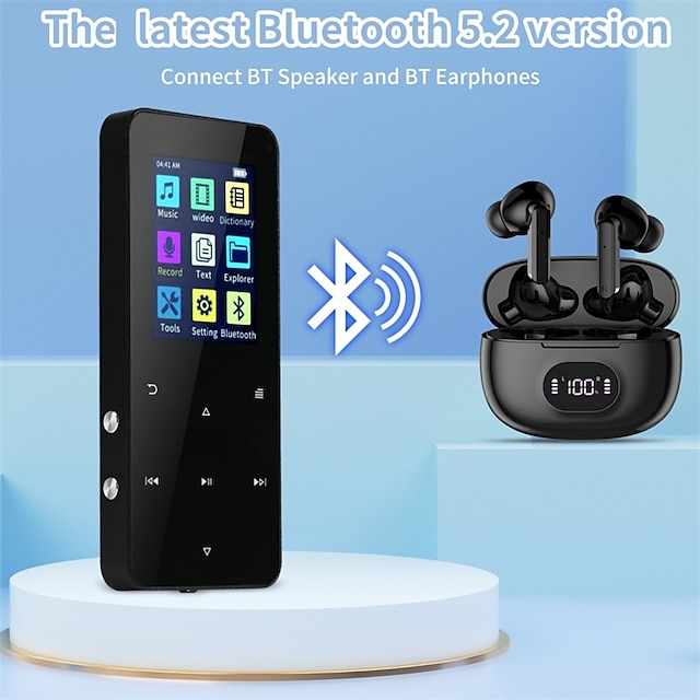  16GB 1.8 inch Met Bluetooth 5.0 MP3 Speler Full Touch Screen  MP4 Player Muziekspeler Met Ingebouwde speaker Fm Radio Recorder Video