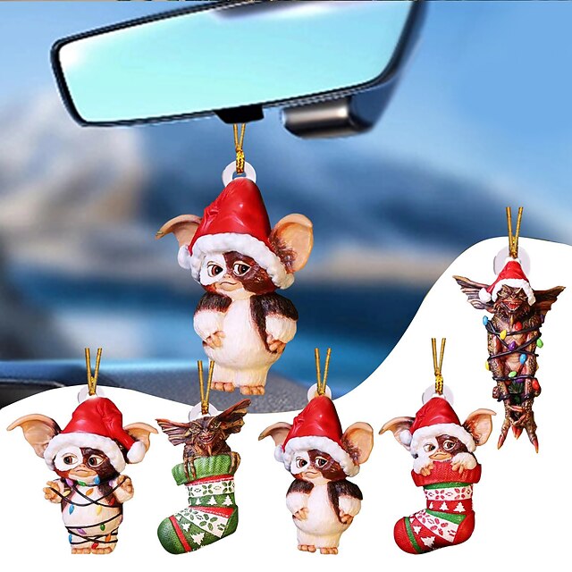 5pcs Car Hanging Ornament,Acrylic 2D Flat Printed Keychain, Optional Acrylic Ornament and Car