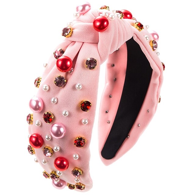  cerceau de cheveux rose pour la Saint-Valentin, ensemble de nœuds pour femmes, avec perles de diamant, tête haute, tempérament, cent sangles, bandeau, accessoires pour cheveux
